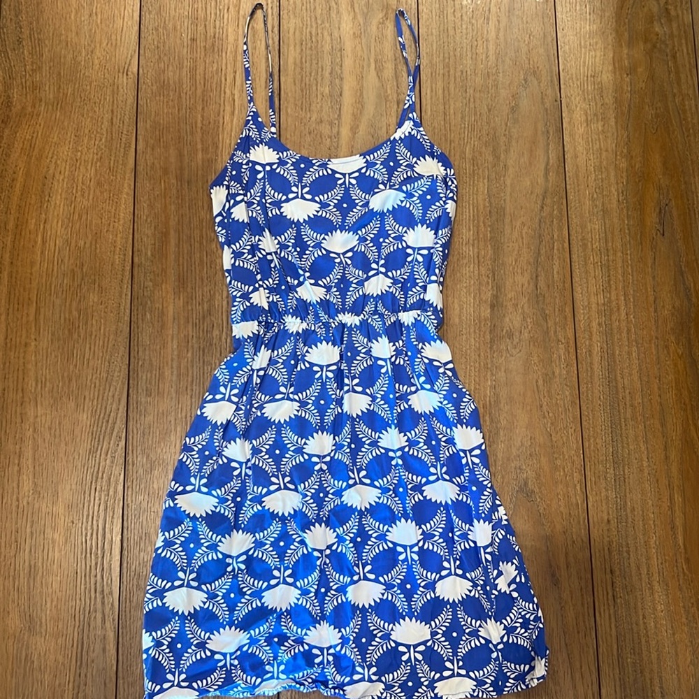 Blue and Whire Spaghetti Strap Casual Dress